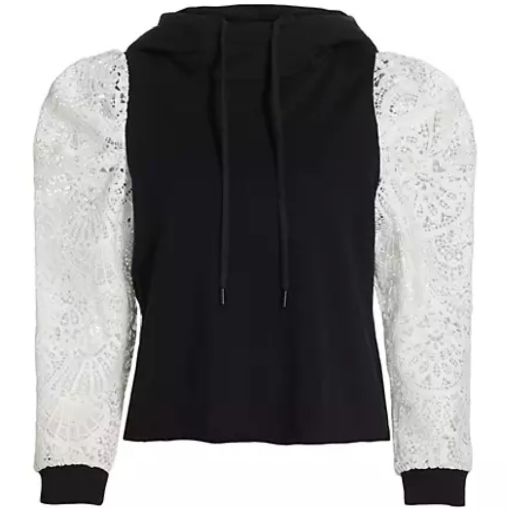 Alice and Olivia Sweatshirt Hoodie with lace sleeves